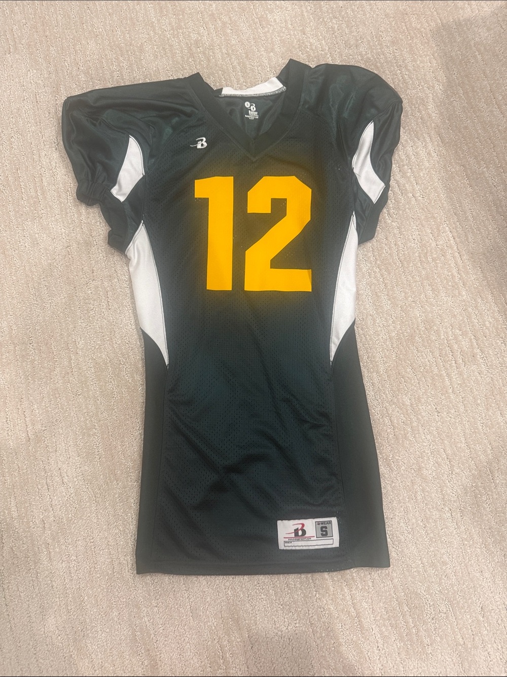 Black Football Jersey with Yellow Number 12